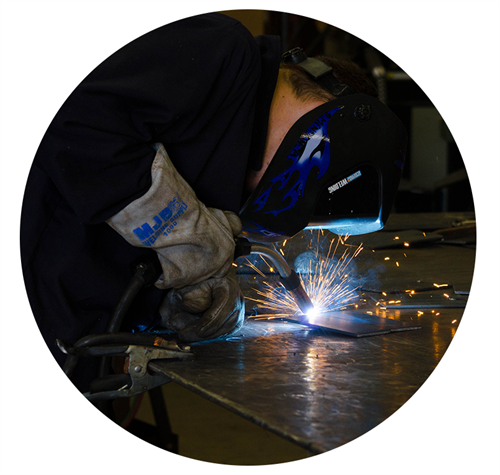 Photo of student welding